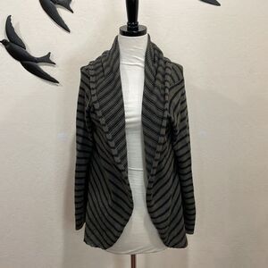 Wooden Ships Woven Cotton Soho Hooded Cardigan Olive & Black Stripe - M/L